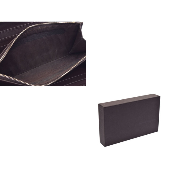 Bottega Veneta round zipper long wallet brown intrecciato lambskin - Picture 9 of 12